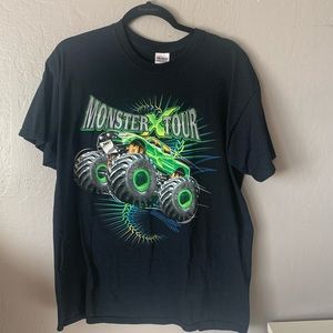 Graphic tee monster truck slime green
